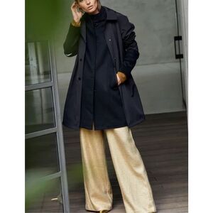 Jane Post x Loro Piana $1250 Wool Double Coat Hooded Topper Womens Medium NWT